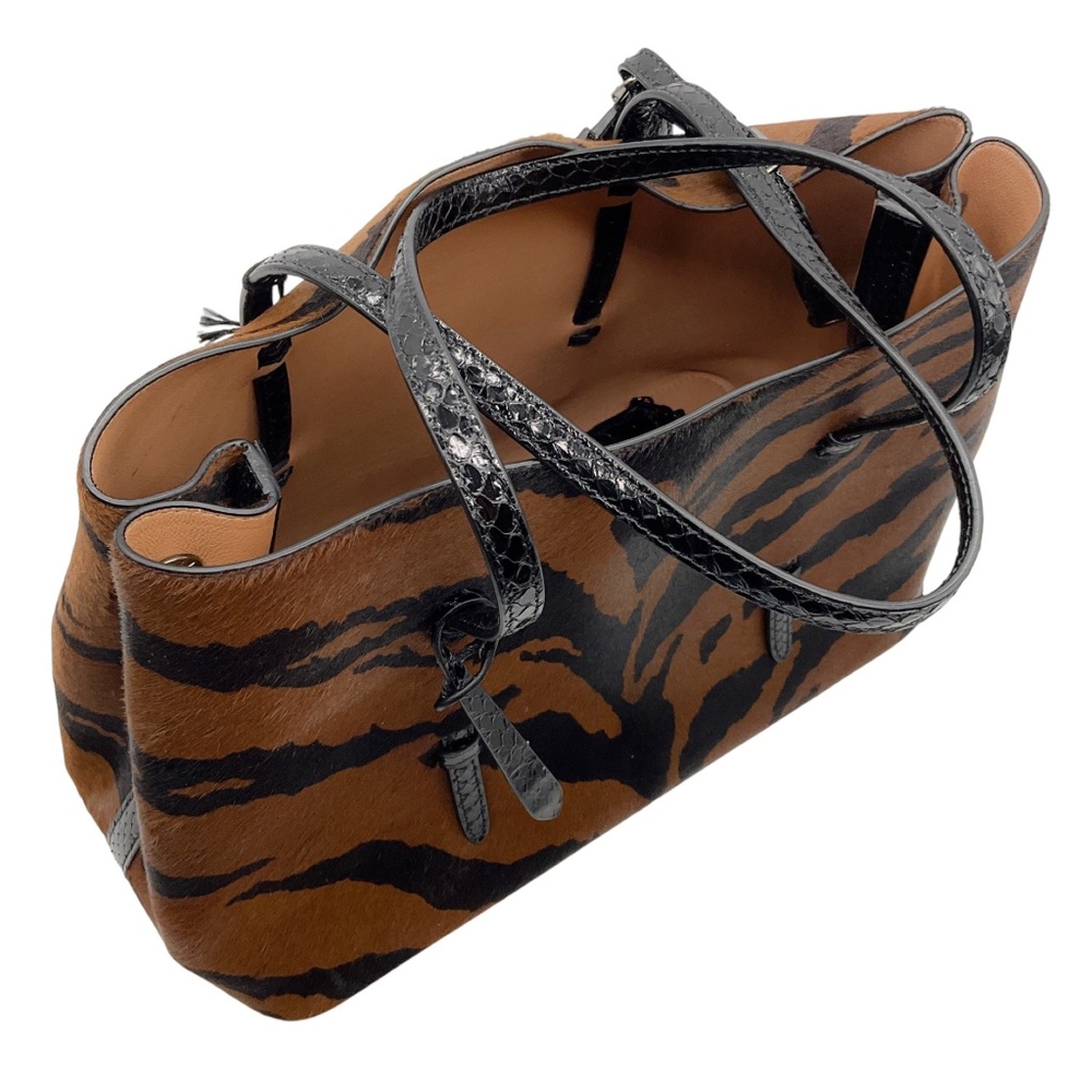ALAIA CANELLE / NOIR NUT BROWN MINA MEDIUM POLAIN ZEBRA AND ELAPHE CALF HAIR AND - Picture 12 of 16